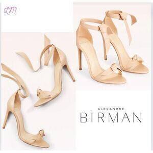 Alexandre Birman Clarita 100 Bow Tie High Heel Leather Sandal‎ Size  IT39 Beige